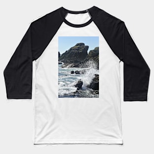 Wave crashing into the rocks, Scotland Baseball T-Shirt